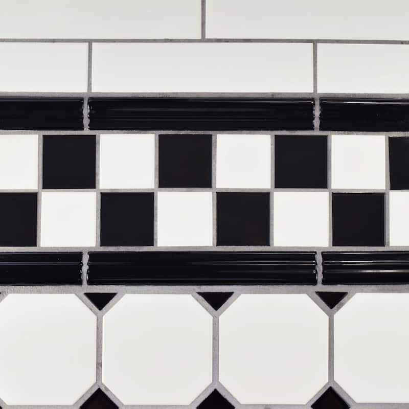 Merola Tile Nero Brillo Zen 1-1/4" x 7-7/8" Ceramic Wall Trim - (1 Tile)