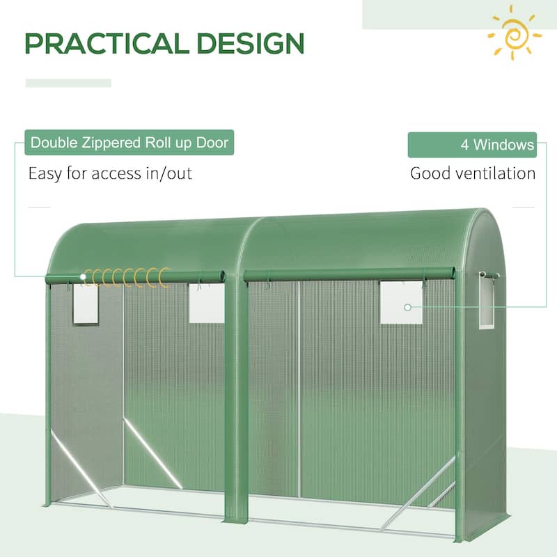 Outsunny 10' x 3' x 7' Tunnel Greenhouse Outdoor Walk-In Hot House with Roll-up Windows and Zippered Door, Steel Frame, PE Cover