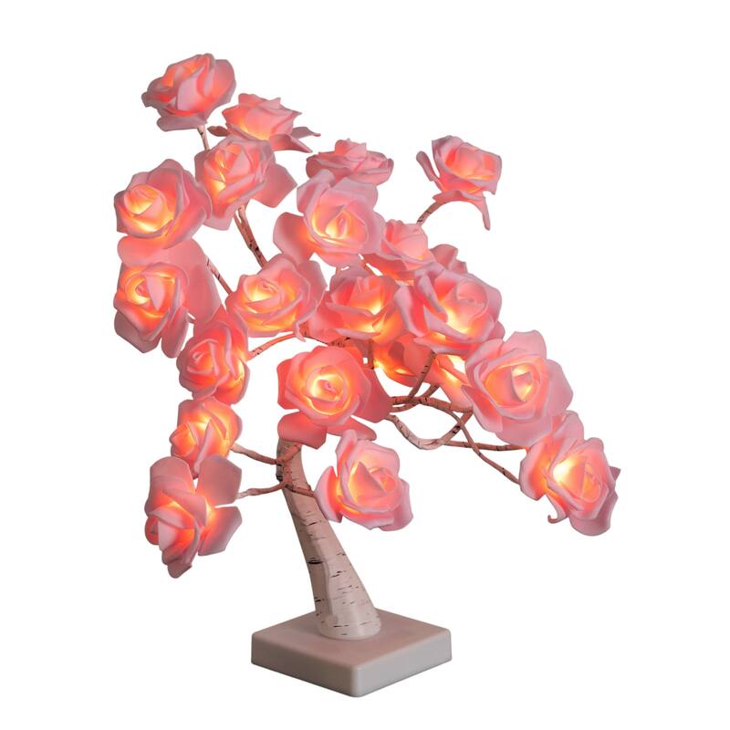 2-ft Pre-Lit Valentine's Day Twig Tree with 24 Rose Shaped LED Lights