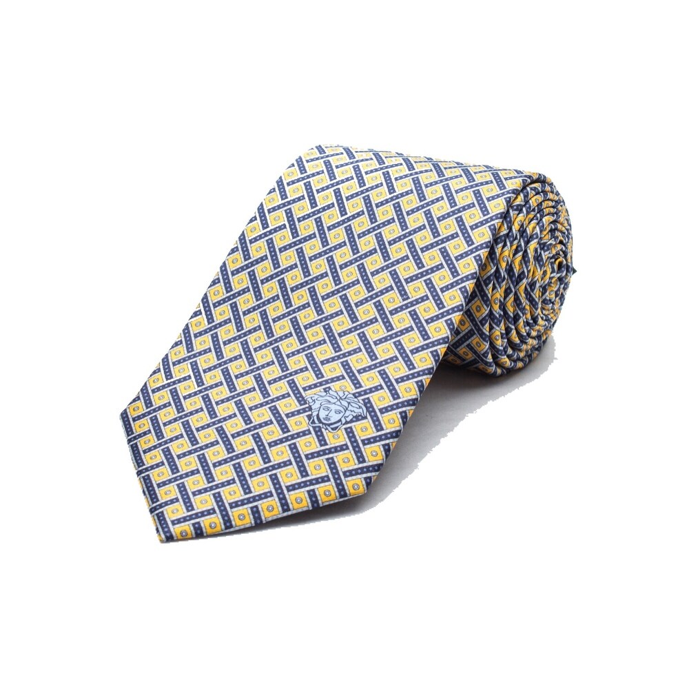 Shop Versace Men S Medusa Logo Satin Weave Pattern Silk Neck Tie