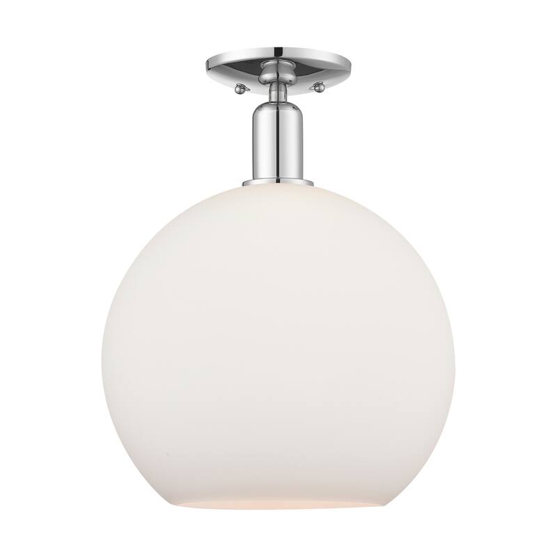 Innovations Lighting Endless Possibilities Arcadia - Athens - 1 Light 12" Semi-Flush Mount - Polished Chrome/Matte White