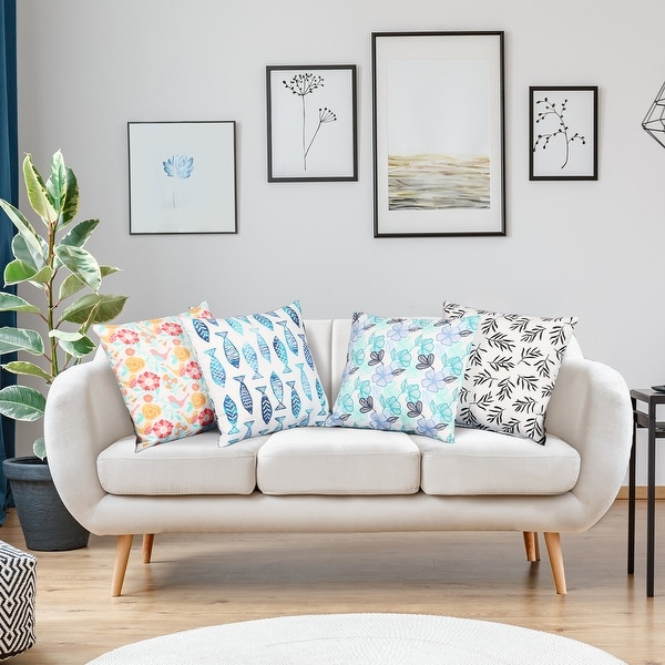Aoodor Decorative Throw Pillow Set of 4 18x18 Inch Square