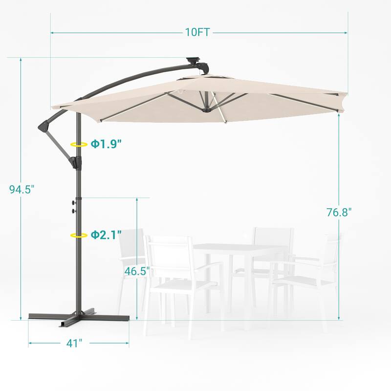 Sonkuki Outdoor 10FT LED lighted Patio Offset umbrella for Garden