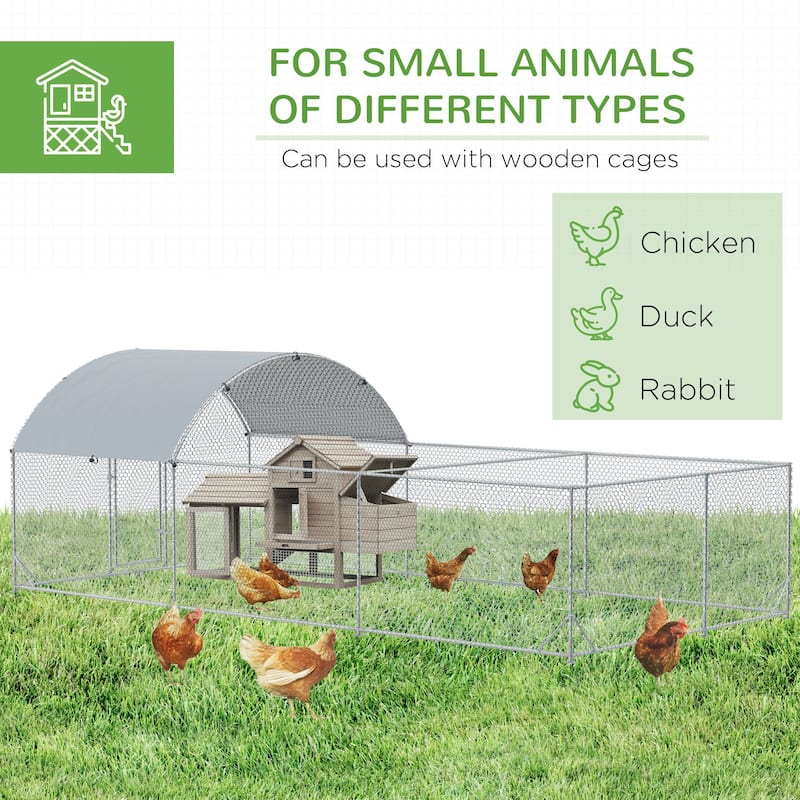 Large Outdoor Chicken Coop with Galvanized Steel Frame and Shaded Roof Lockable Door for 15-18 Poultry