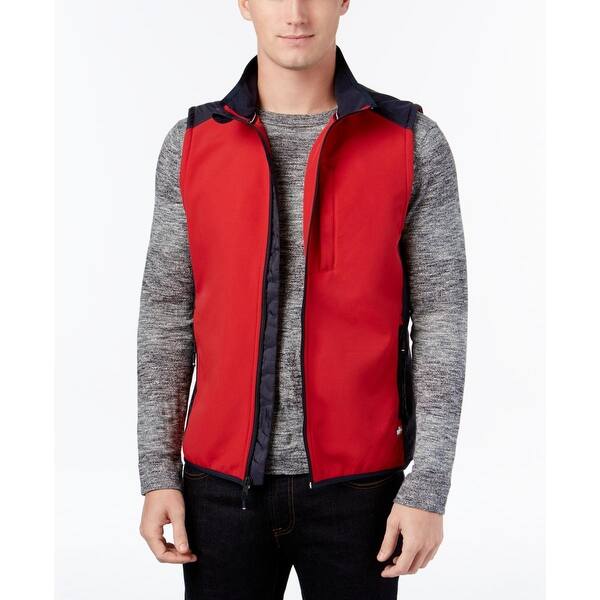 Shop Tommy Hilfiger Mens Casual Vest Mixed Media Mock Neck