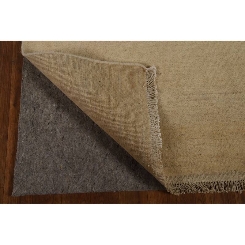 Solid Modern Gabbeh Oriental Area Rug Handmade Yellow Wool Carpet - 4'10" x 6'5"