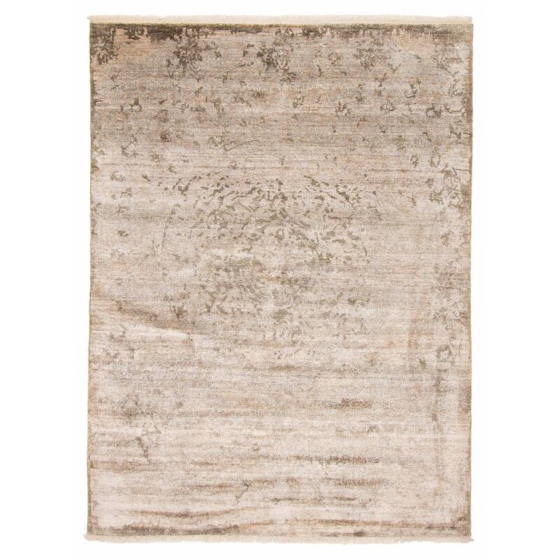 ECARPETGALLERY Hand-knotted Heritage Light Khaki Silk Rug - 5'6 x 7'8 - Light Khaki - 5'6 x 7'8