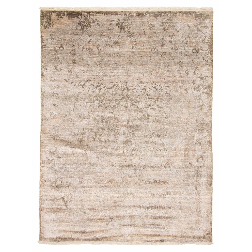 ECARPETGALLERY Hand-knotted Heritage Light Khaki Silk Rug - 5'6 x 7'8