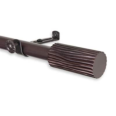 Adjustable Curtain Rod 48-84 Inch Metal - Cocoa Finish with Decorative Finials - Wall Mount Window Treatment Rod - 84