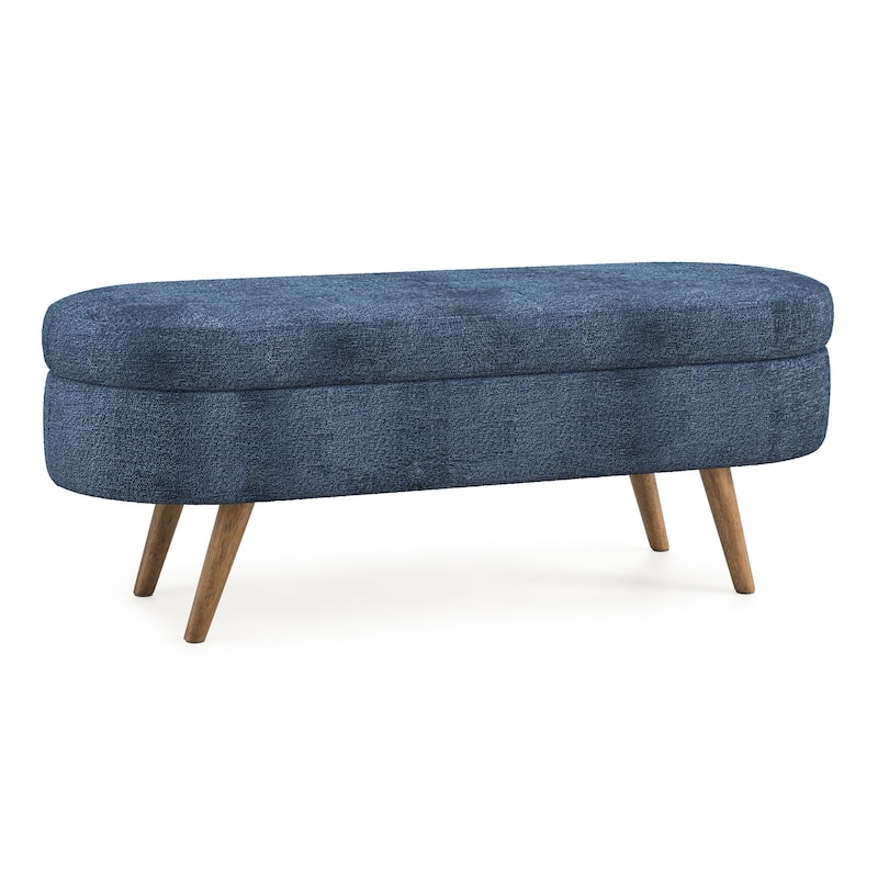 Ottoman Oval Storage Bench,Rubber Wood Legs