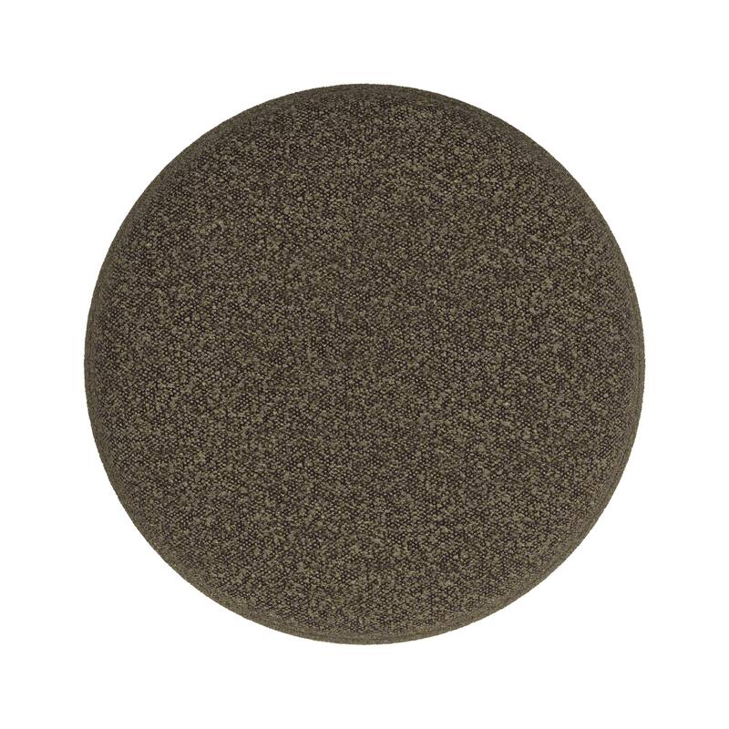 Sem Round Accent Ottoman, Dark Brown Channel Stitched Boucle 18 Inch