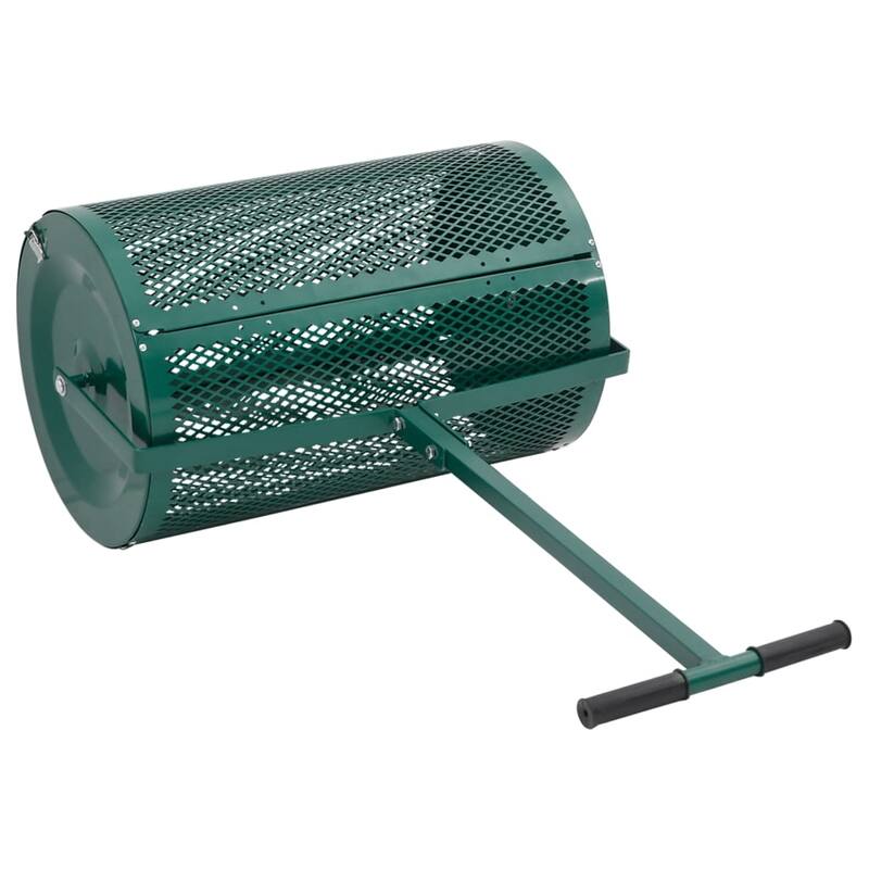 vidaXL Compost Spreader Green Steel Standard Height-Adjustable - 25.6 x 42.3 x 15.7