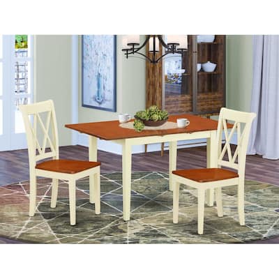 Coastal Dining Set 3Pc Rectangular Table w/ Leaf & 2 Chairs - Cottage Style