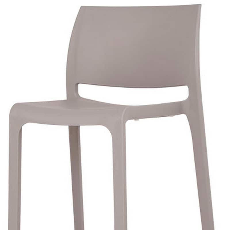 HomeRoots Set of Two 30" Taupe Heavy Duty Plastic Low Back Outdoor Bar Height Chairs