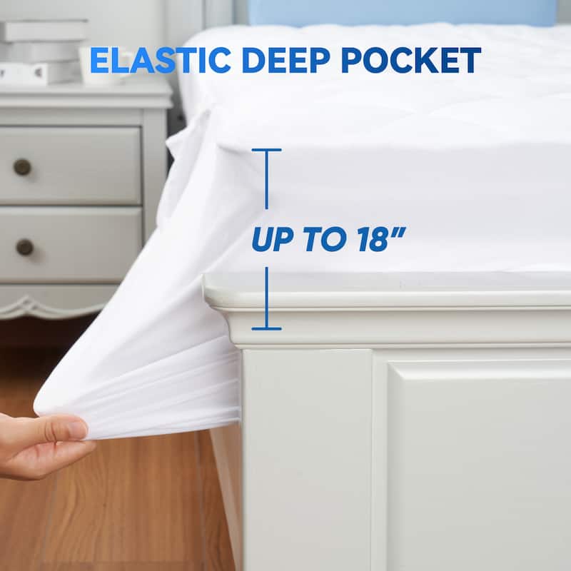 Heated Mattress Pad - 10 Heat Settings, Timer, Ultra-Soft Fabric & Even Heating - White