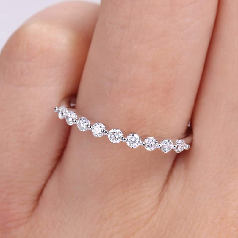 1/3ct TDW Lab-Grown Diamond Semi-Eternity Ring in Platinum Silver