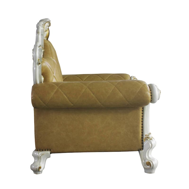 Deveraux Butterscotch and Antique Pearl Diamond Tufting Accent Chair