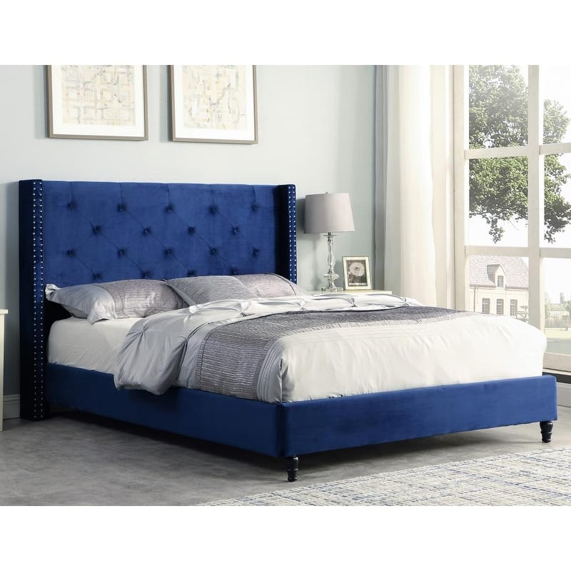 Best Master Furniture Velvet Wingback Panel Bed On Sale Bed Bath