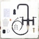 preview thumbnail 32 of 38, WOWOW Double Handle Bridge Kitchen Faucet with Advanced Spray