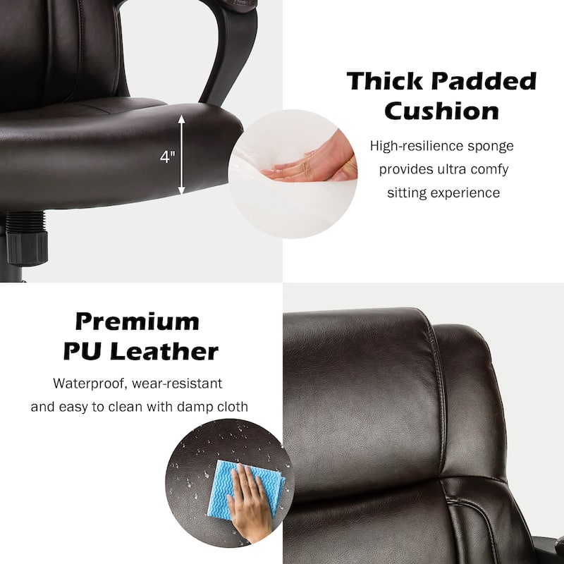 Costway Executive Leather Office Chair Adjustable Computer Desk Chair - See Details