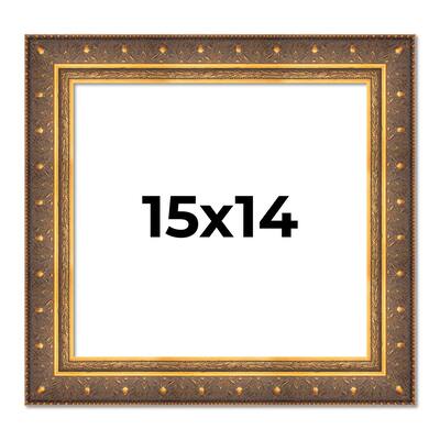 15x14 Frame Vintage Gold Solid Wood Picture Frame | 2.5 Inch Moulding