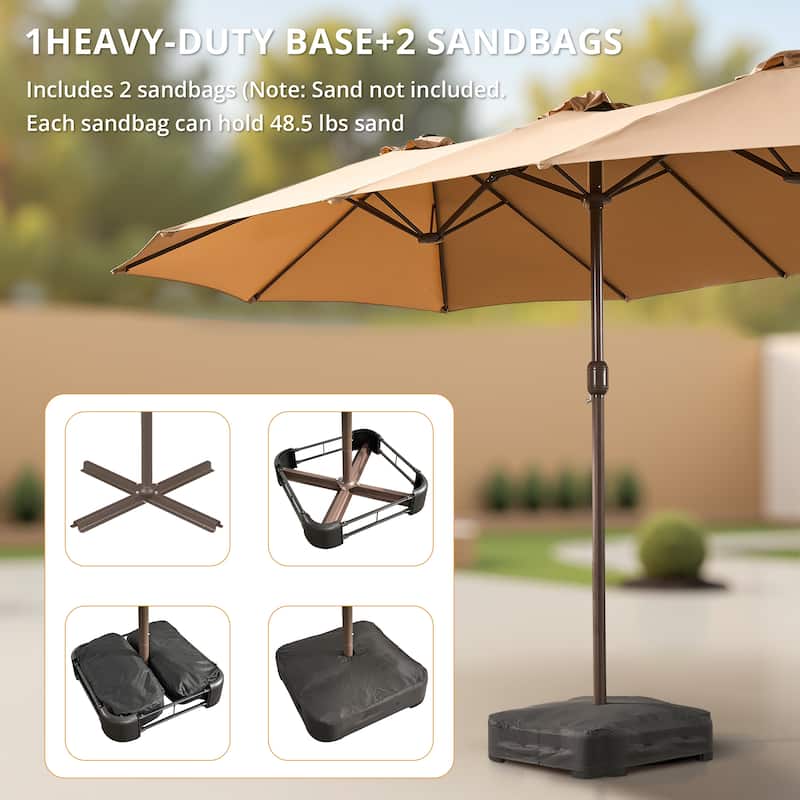 HOOOWOOO Outdoor Patio Umbrella with Crank Handle