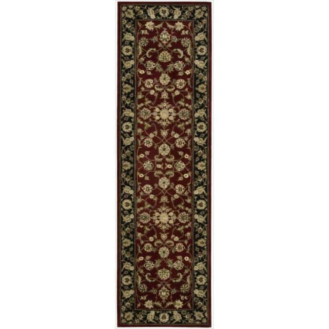 Nourison Hand-tufted Persian Floral Wool and Silk Burgundy Area Rug
