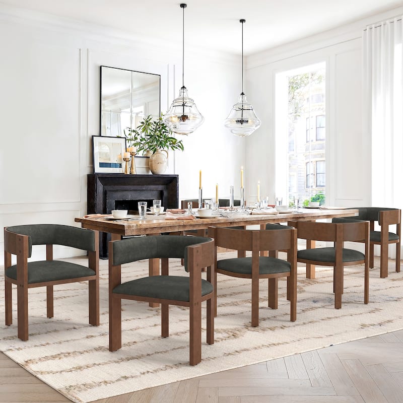 Upholstered Dining Chair Wooden Dining Chairs Set of 6 Modern Dining Room Chair for Kitchen Dining Room - Black/Faux Leather