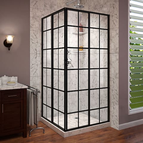 DreamLine French Corner 40 1/2" D x 40 1/2" W x 72" H Framed Sliding - Satin Black