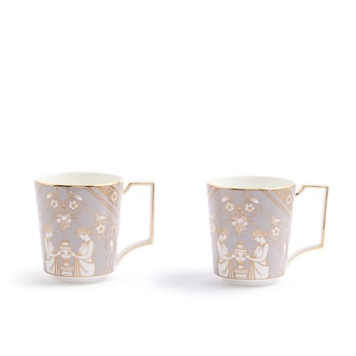 Wedgwood Renaissance Grey Mug 10floz, Set of 2