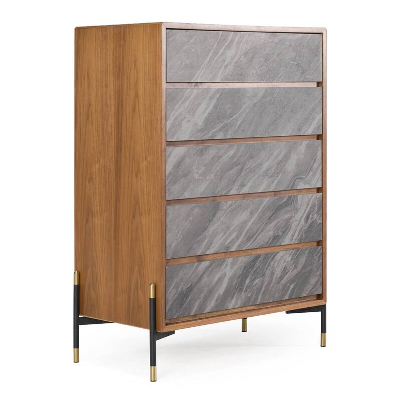 Nova Domus Metcalf Mid-Century Walnut & Grey Chest