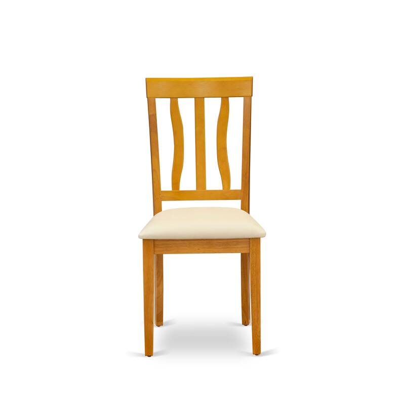 East West Furniture Antique Dining Room Chairs - Slat Back Kitchen Dining Chairs Chairs, Set of 2, Oak (Seat Options)