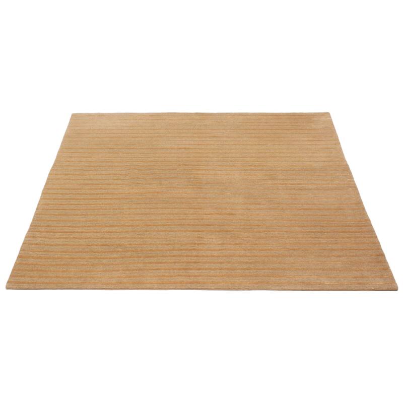 ECARPETGALLERY Hand-knotted Opulence Khaki Silk, Wool Rug - 6'8 x 6'5