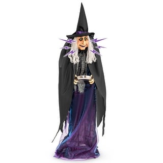 6FT Halloween Standing Animated Witch w/Candy Dish Light Up Eyes