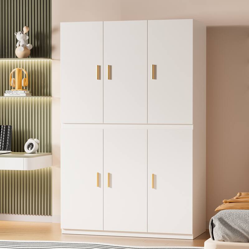 Meyreso White Minimalist Modular Wardrobe Closet with Drawers, Convertible Stacking Armoire - N/A