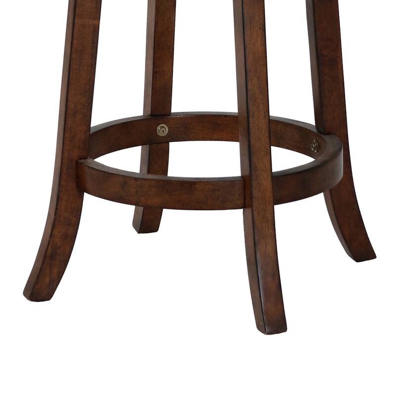 Curved Swivel Counter Stool with Fabric Padded Seating, Brown and Beige