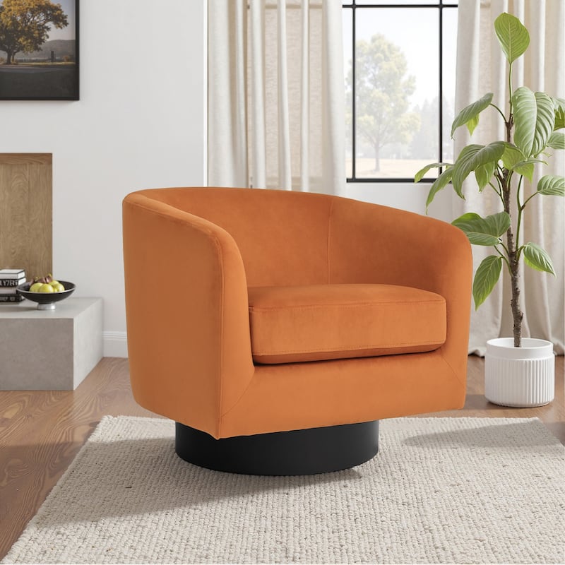 Modern Barrel Swivel Accent Chairs For Living Room - 31" W × 29" D × 29" H - Orange-Single