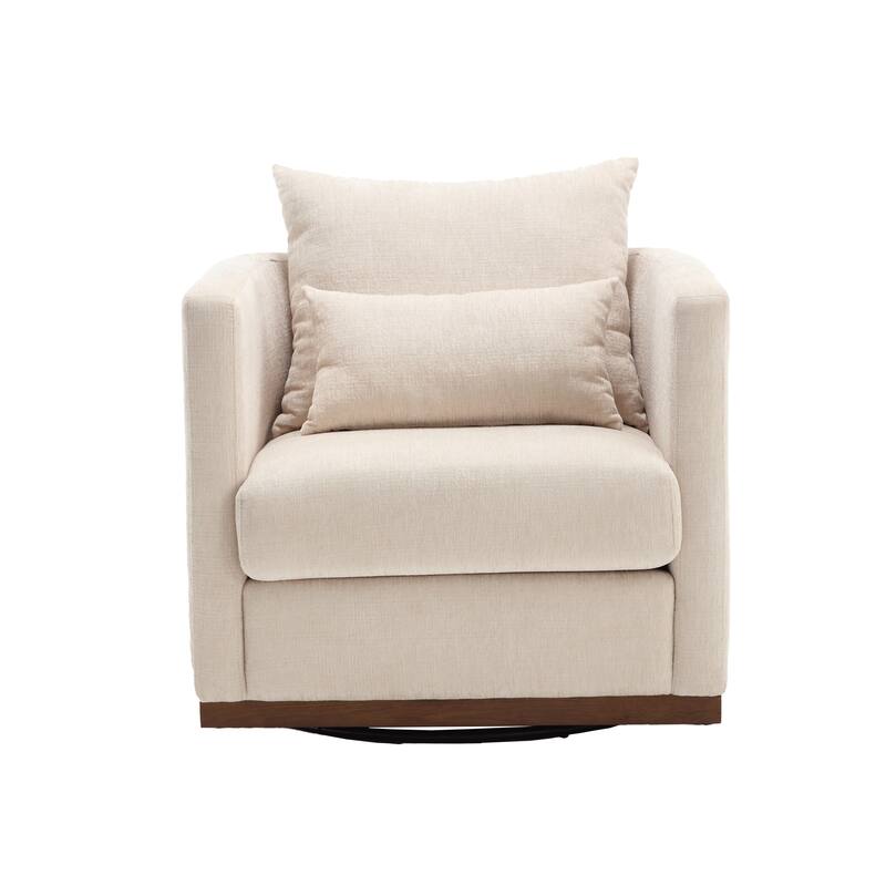 GDFStudio - Harper Chenille Swivel Barrel Chair with Sturdy Metal Base and Ergonomic Design