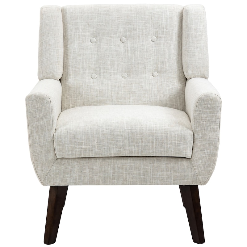 2 Set Modern Tufted Linen Upholstered Accent Chair Faux Leather Armchair