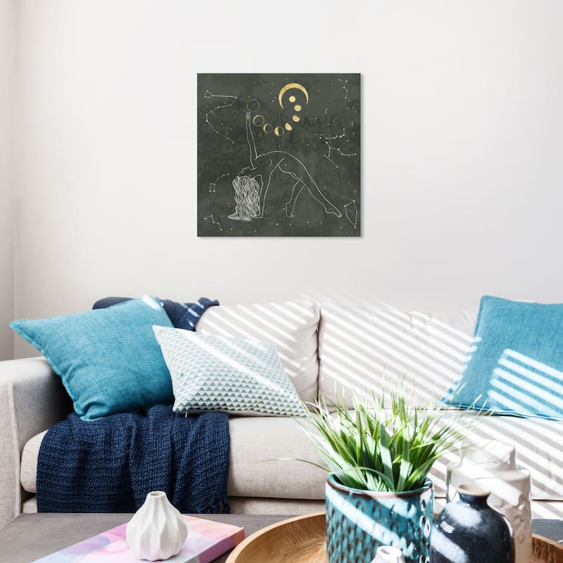 Wynwood Studio Canvas People and Portraits The girl & the constellations White and Modern & Contemporary Wall Art Canvas Print - 20 x 20