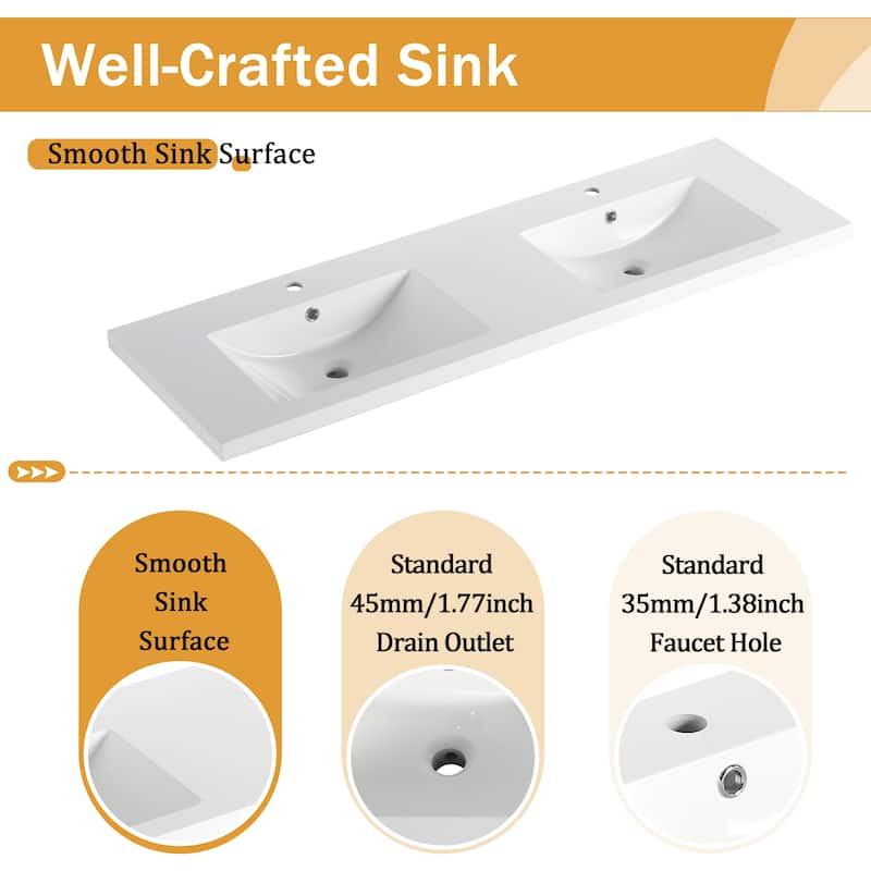 Malwee 24"/30"/36"/48"/60" Bathroom Vanity with Sink, FreeStanding Vanity with Soft Close Door and Drawer