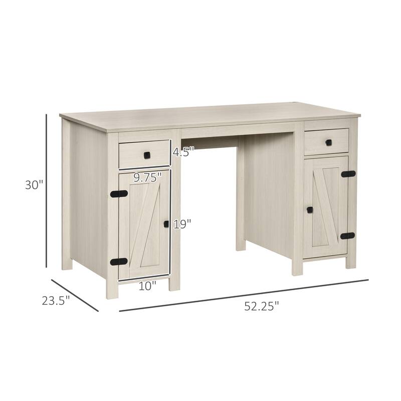 Home Office Desk Computer Desk with Storage,2 Drawers and 2 Cabinets