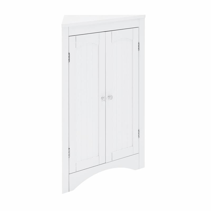 Corner Cabinet with Doors & Shelves: Ideal for Bathroom, Kitchen, or Living Room. Stylish Free-Standing Storage