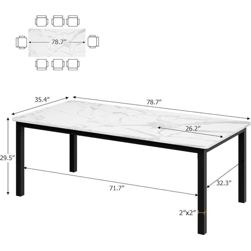 Industrial Dining Table for 8, Wooden Long Dinner Table, Kitchen Table