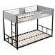 preview thumbnail 7 of 12, Twin over Twin Metal Bunk Bed w/ Built-in Ladder and Safety Guardrail