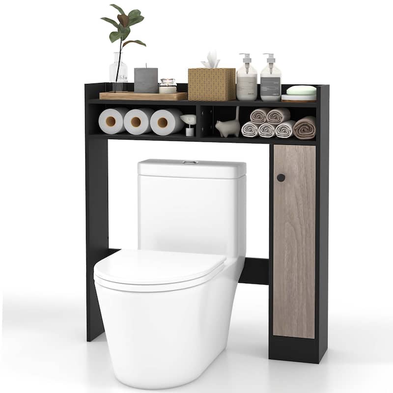 Costway Over the Toilet Bathroom Cabinet Floor Storage Organizer with - See Details - Black