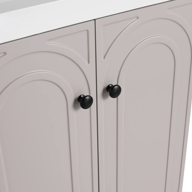 Modern 24 Inch Freestanding Bathroom Vanity Base without Sink, Storage Cabinet with Soft-Close Doors and Adjustable Shelves