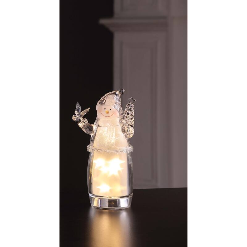 LED lighted Snowman Figurine Christmas Decoration - 9.25" - Set of 2