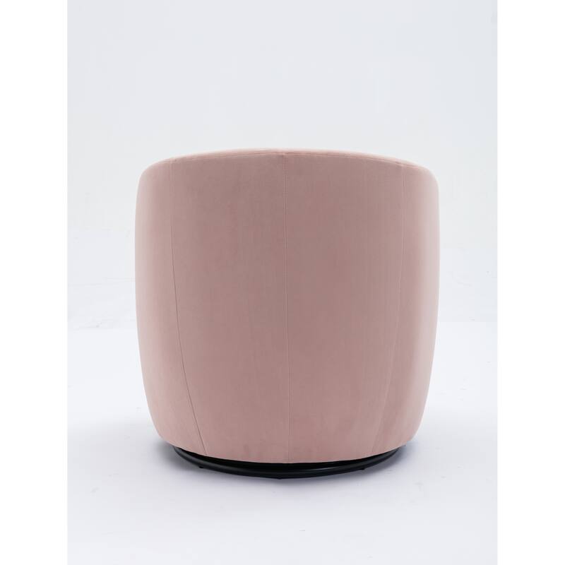 Velvet Swivel Barrel Chair with 360° Black Metal Base