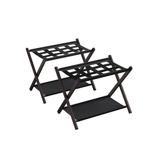 Steel Luggage Rack Set of 2 with Shelf and Foldable Design - 27.2”D x ...
